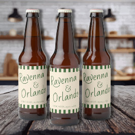 Fles Groen Strepen Retro Minimalistische Trouw Bier Etiket
