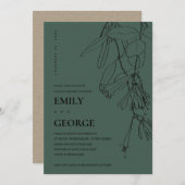 FLES GROENE LIJN TEKENING FLORA KOPPEL DOUCHEKAART BEDANKKAART (Voorkant / Achterkant)