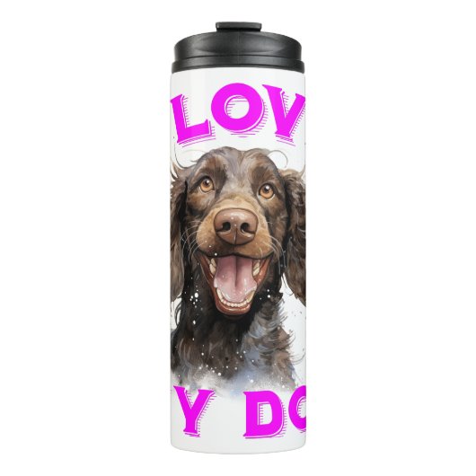 Fles "I Love My Dog" – Illustratie Spaniel (Voorkant)