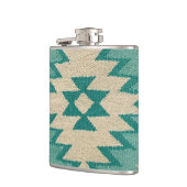 Fles in turquoise zuidwesterse weefkunst heupfles (Links)