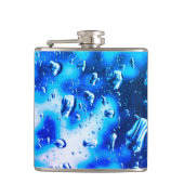 Fles in verloop van blauwe tinten regendroppen heupfles (Voorkant)