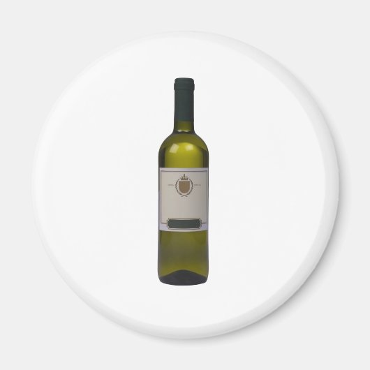 Fles kwaliteitswijn met blanco etiket magneet (Voorkant)