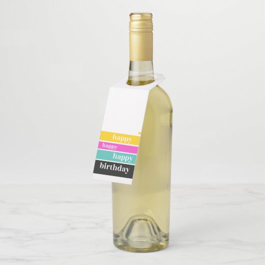 Fles Label "Happy Birthday" (Schuin)