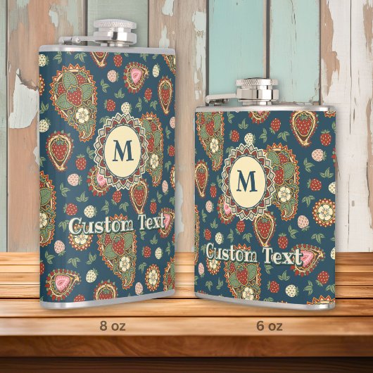 Fles met aardbei paisley patroon heupfles