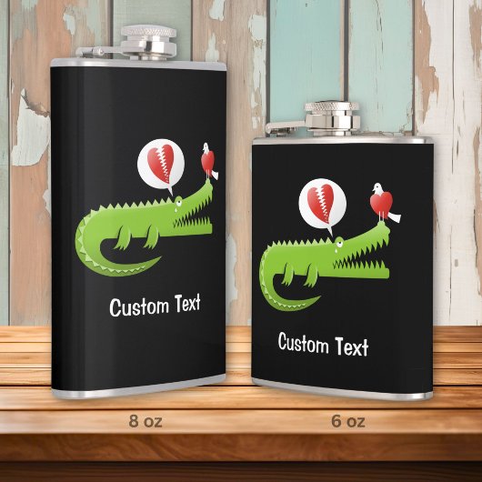 Fles met alligator verliefd heupfles