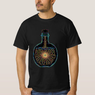 Fles met draaiende vloeistof t-shirt