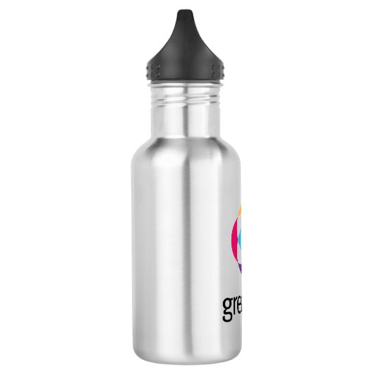 Fles met GreatCall-water (Links)