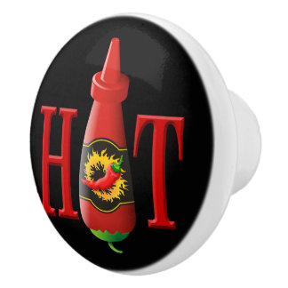 Fles met hete saus keramische knop