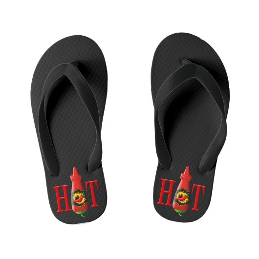 Fles met hete saus kinder teenslippers (Voetbed)