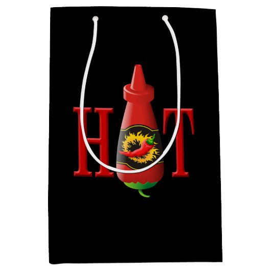 Fles met hete saus medium cadeauzakje (Voorkant)