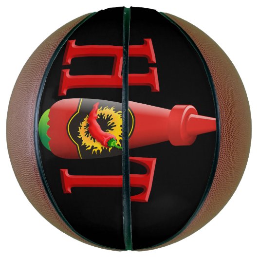 Fles met hete saus mini basketbal (Verticaal)