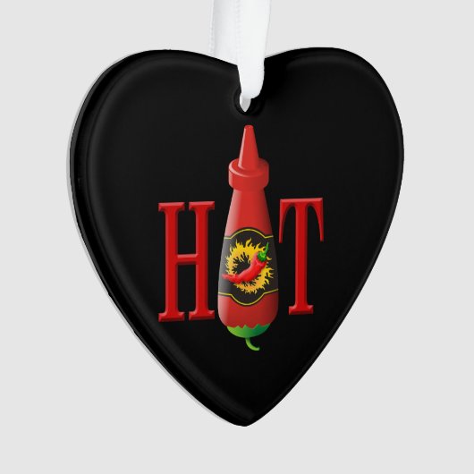 Fles met hete saus ornament (voorkant)