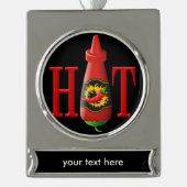 Fles met hete saus verzilverd banner ornament (Voorkant)