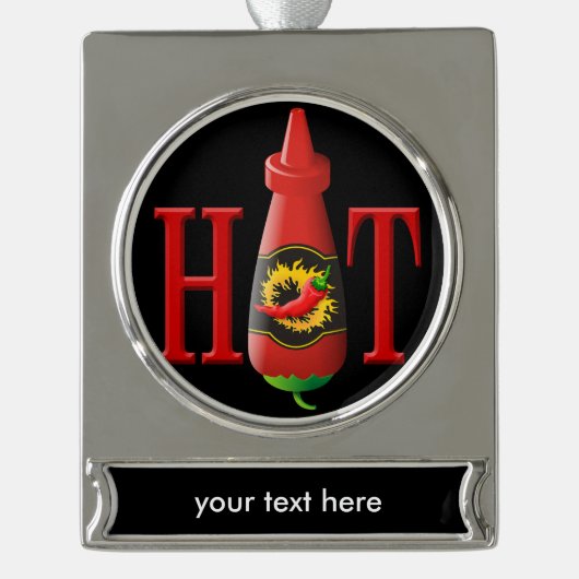 Fles met hete saus verzilverd banner ornament (Voorkant)