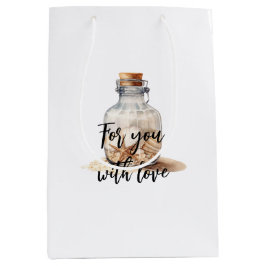 Fles met strandzand en zeester medium cadeauzakje
