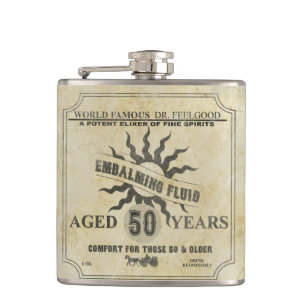 Fles met vintage humor voor 50ste verjaardag heupfles