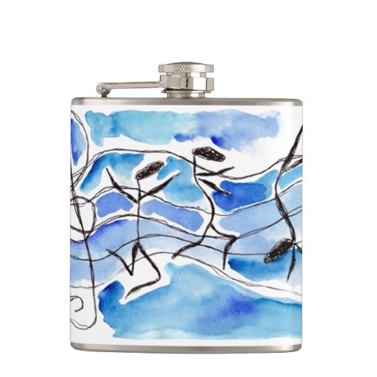 Fles met witte muzieknoten heupfles (Voorkant)