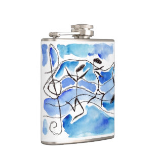 Fles met witte muzieknoten heupfles