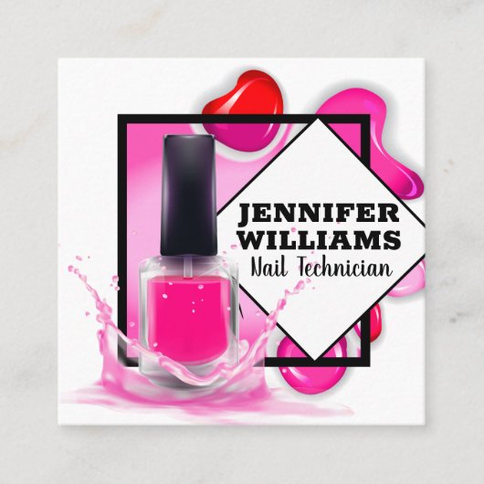 Fles nagellak | Nagelstylist Vierkante Visitekaartje (Voorkant)