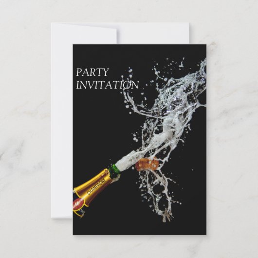Fles of Champagne Party Invitation Kaart (Voorkant)