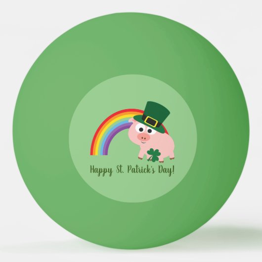Fles op de Sint Patrick's Day Cute Leprechaun Pig Pingpongbal (Voorkant)