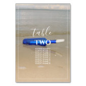 Fles Op Zandstrand Bruiloft Gast Namen Kaart (Voorkant)