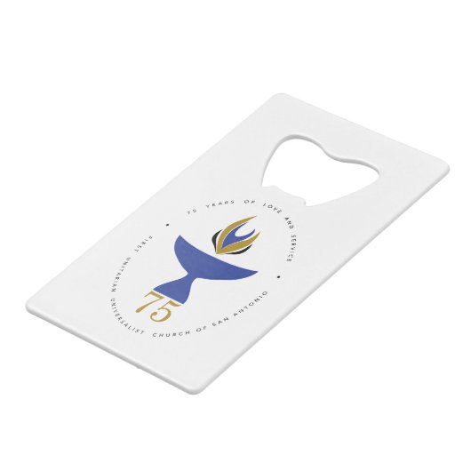 Fles openen met Logo Creditkaart Flessenopener (Achterkant Gekanteld)