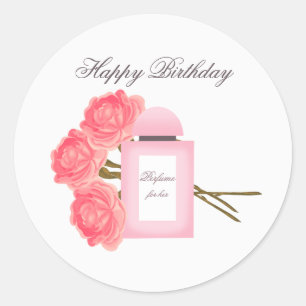 Fles parfum en boeket van Rozen Ronde Sticker