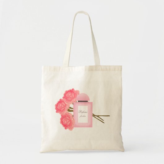 Fles parfum en boeket van Rozen Tote Bag (Voorkant)