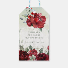 Fles pioenrozen bruiloft gunst cadeau lange Labels Cadeaulabel