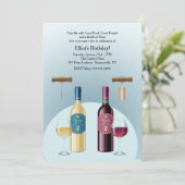 Fles rode en witte wijn uitnodiging (Staand voorkant)