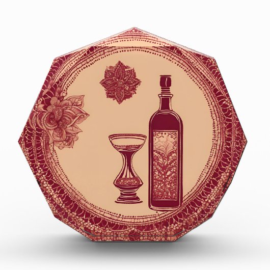 Fles Rood op Kant AI kunst Fotoblokken (Voorkant)