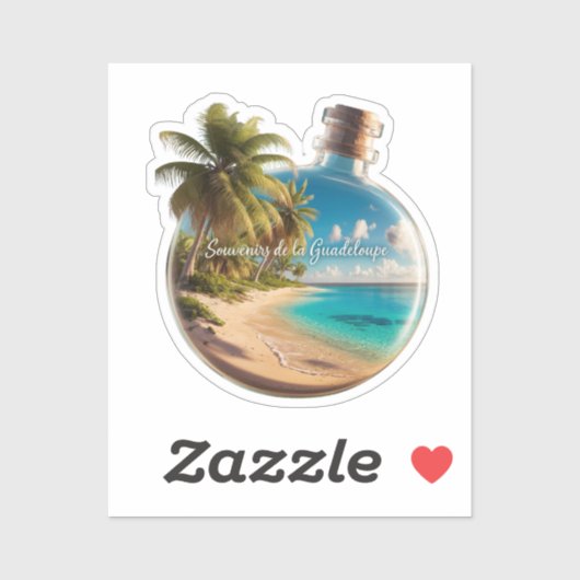Fles Souvenir Guadeloupe: Tropisch Strand Sticker (Vel)
