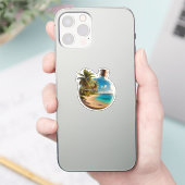 Fles Souvenir Guadeloupe: Tropisch Strand Sticker (Telefoon)
