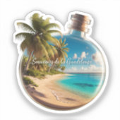 Fles Souvenir Guadeloupe: Tropisch Strand Sticker (Voorkant)