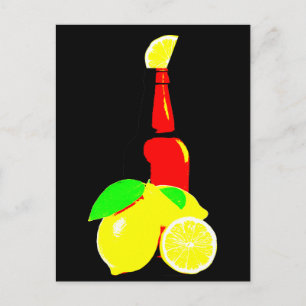 Fles van bier en leemons briefkaart
