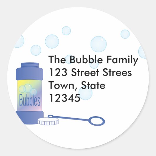 Fles van bubbels ronde sticker (Voorkant)