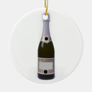 Fles van Champagne met blanco etiket Keramisch Ornament