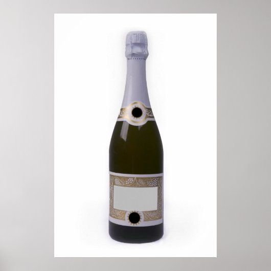 Fles van Champagne met blanco etiket Poster (Voorkant)
