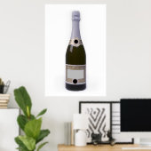 Fles van Champagne met blanco etiket Poster (Thuiskantoor)