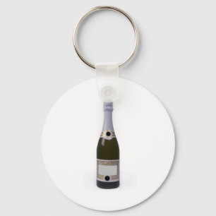 Fles van Champagne met blanco etiket Sleutelhanger