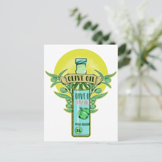 Fles van olijfolie briefkaart (Staand voorkant)