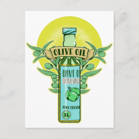 Fles van olijfolie briefkaart (Voorkant)