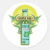 Fles van olijfolie ronde sticker (Voorkant)
