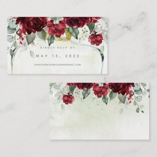 Fles van pioenen bruiloft online RSVP-kaart Visitekaartje (Voorkant / Achterkant)