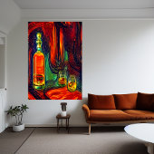 Fles van whisky en twee glazen flessen | AI Art Po Poster
