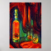 Fles van whisky en twee glazen flessen | AI Art Po Poster (Voorkant)