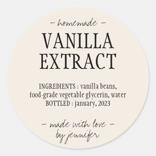 Fles vanille-extract Hommegemaakte drank Crème ivo Ronde Sticker (Voorkant)