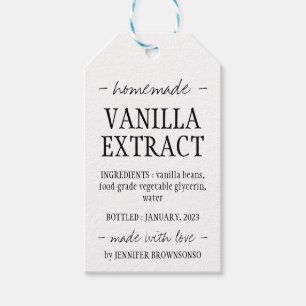 Fles vanille-extract zelfgemaakt eenvoudig cadeaulabel