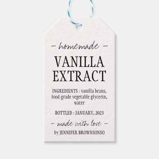 Fles vanille-extract zelfgemaakt eenvoudig cadeaulabel (Voorkant)